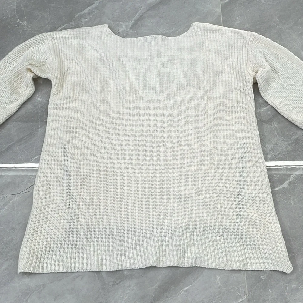 Women's Bar III Knit Zipper High Low Long Sleeve Sweater Large - Picture 9 of 13